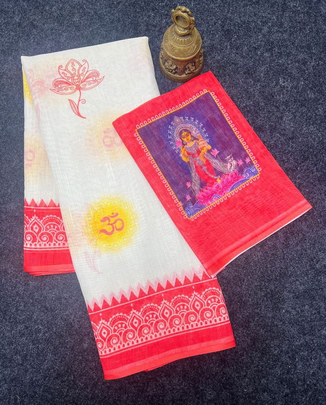 MG 471 Navdurga Navratri Special Plain Linen Sarees Wholesale Shop In Surat